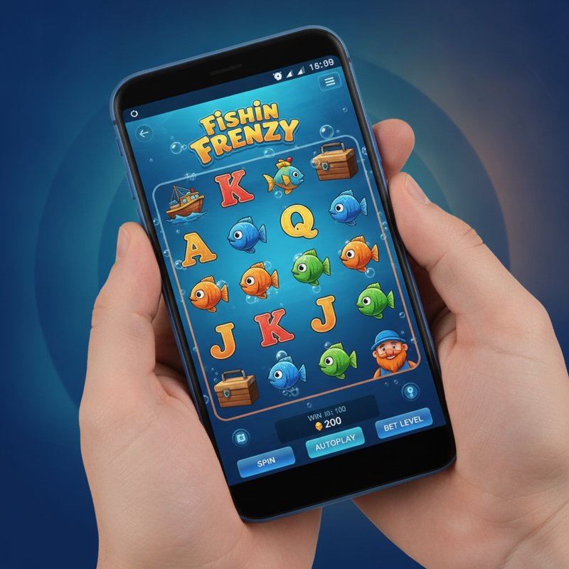 Fishin Frenzy slot by Real Time Gaming running on a mobile device