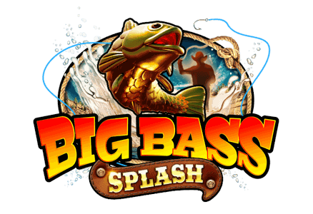 Big Bass Splash logo, fisherman mascot beside giant bass fish emblem
